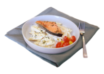 Penne pasta with salmon and dill in white sauce