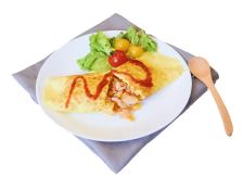 Omelet with chicken and corn